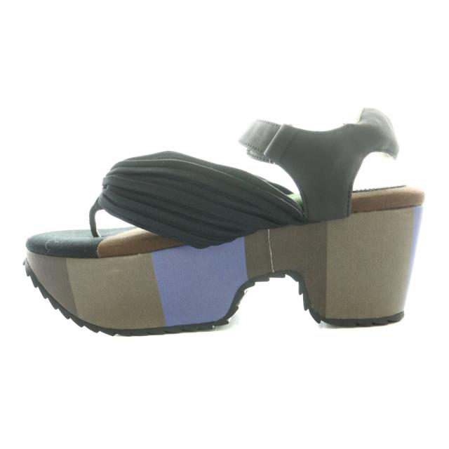 【中古】イッセイミヤケ ISSEY MIYAKE 下駄サンダル 23cm マルチカラー 黒 ブラック 茶 ブラウン /SS ■OS ■SH_1