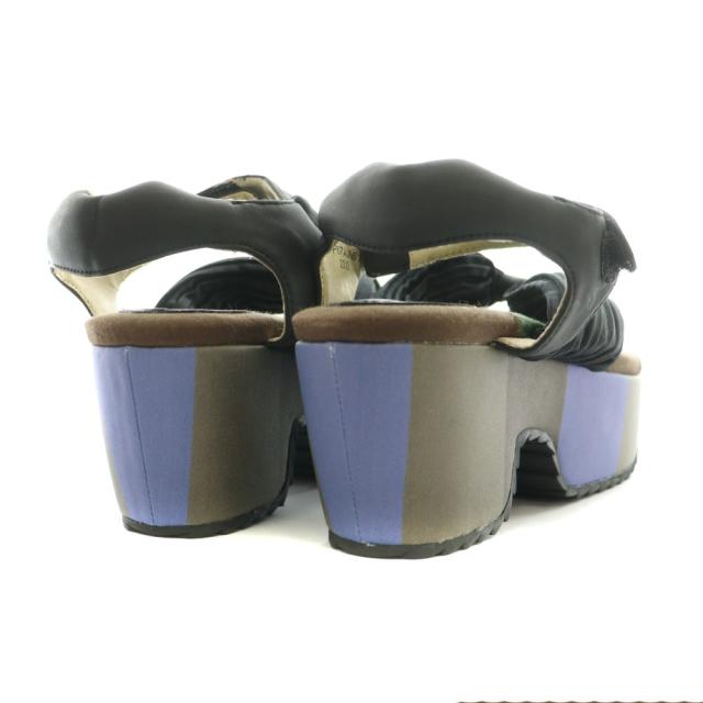 【中古】イッセイミヤケ ISSEY MIYAKE 下駄サンダル 23cm マルチカラー 黒 ブラック 茶 ブラウン /SS ■OS ■SH_4