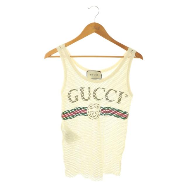 【中古】グッチ GUCCI ロゴメッシュタンクトップ カットソー オフホワイト マルチカラー 502139 /DO ■OS ■SH