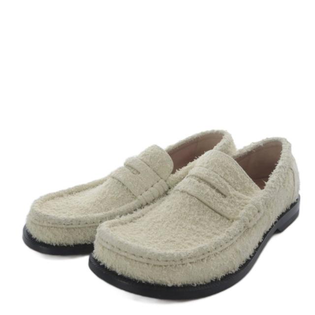 【中古】ロエベ LOEWE カンポ ローファー スリッポン ブラッシュドスエード 37 アイボリー 152309 /YO3  レディース