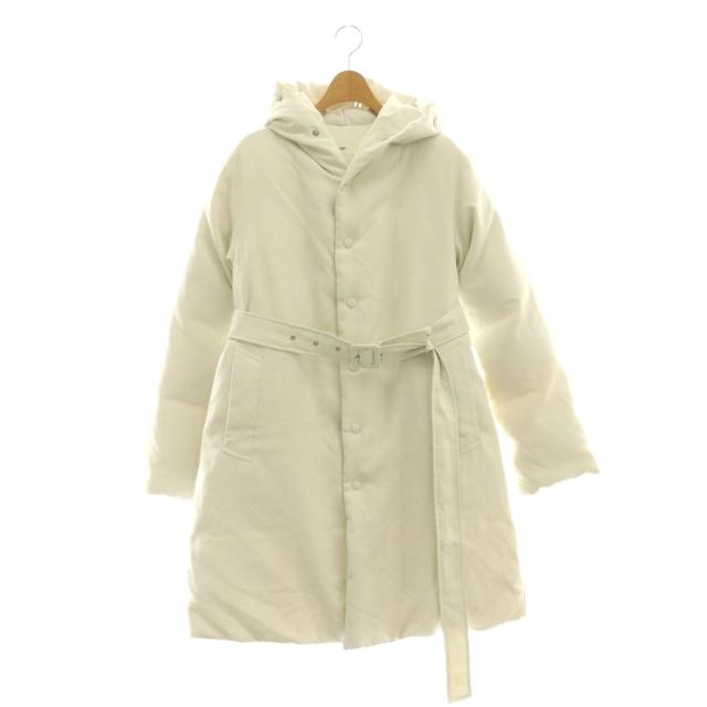 【中古】パッド PaDD フーデットダウンコート アウター ベルト付き S ホワイト ユニセックス メンズ レディース