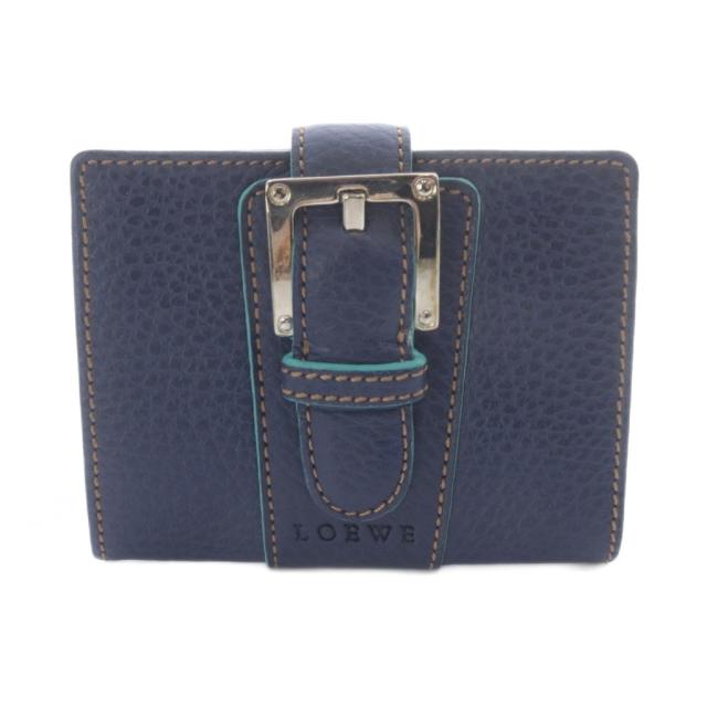 【中古】ロエベ LOEWE ベルトモチーフ コインケース 小銭入れ レザー 紺 ネイビー /SR ■OH レディース