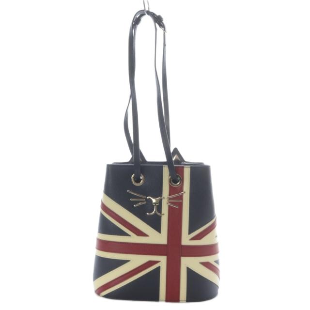 【中古】シャーロットオリンピア CHARLOTTE OLYMPIA Feline Union Jack トートバッグ ショルダーバッグ 2way ネイビー