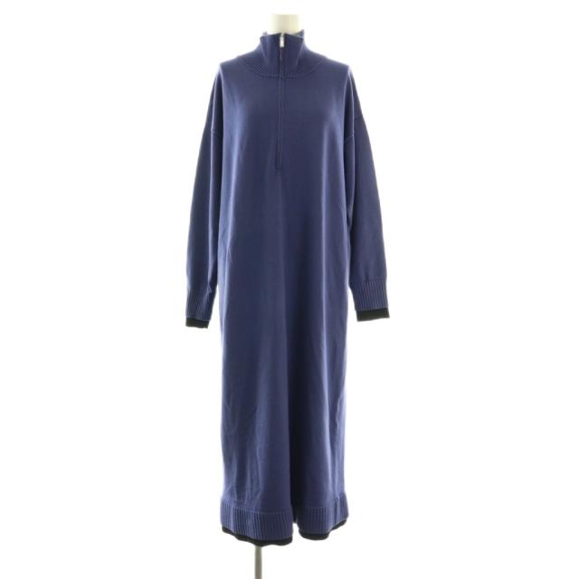 【中古】ダイアグラム グレースコンチネンタル 25AW バイカラーワンピース ハーフジップ 36 ネイビーブルー