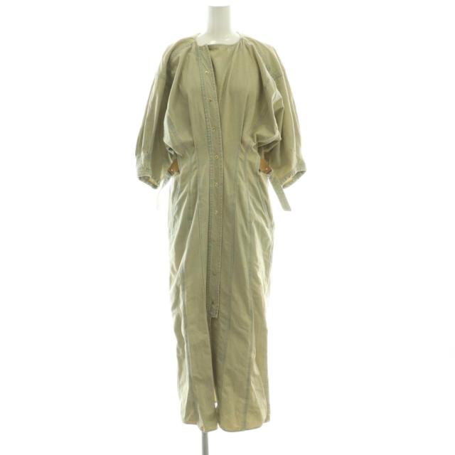 【中古】未使用品 フォトコピュー PHOTOCOPIEU ASTRID デニムワンピース ロング 38 ライトブルー ベージュ