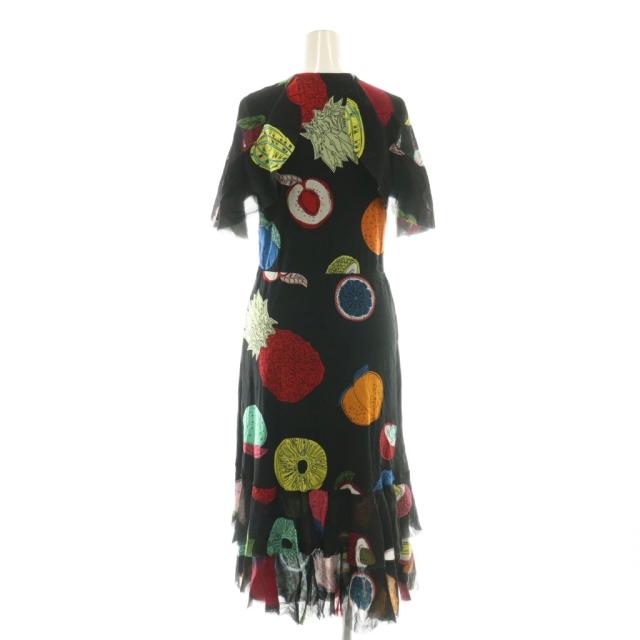【中古】ヴィヴィアンタム VIVIENNE TAM パワーネット 総柄 ワンピース ロング 40 ブラック マルチカラー