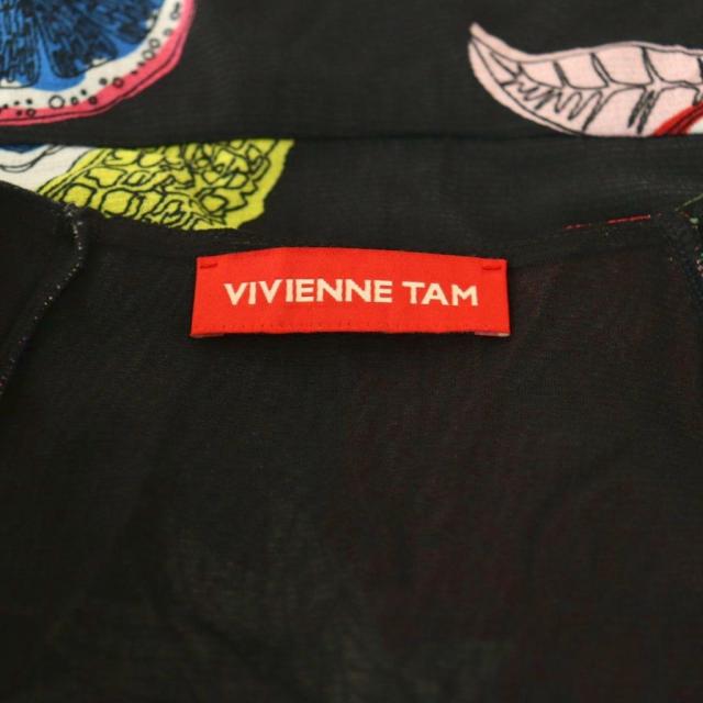 【中古】ヴィヴィアンタム VIVIENNE TAM パワーネット 総柄 ワンピース ロング 40 ブラック マルチカラー