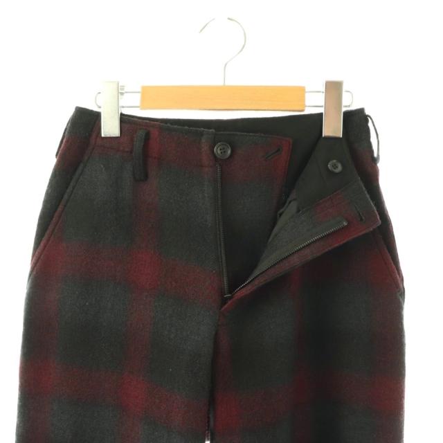 【中古】ヨウジヤマモト コレクションズ 24AW パンツ チェック ジッパーフライ 1 ボルドー グレー ブラック /DO_3