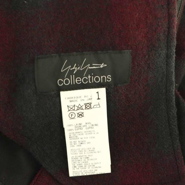 【中古】ヨウジヤマモト コレクションズ 24AW パンツ チェック ジッパーフライ 1 ボルドー グレー ブラック /DO_5
