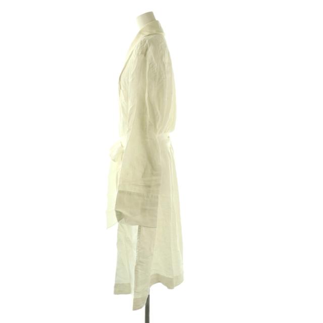 【中古】マーガレットハウエル MARGARET HOWELL リネンロングラップコート スプリングコート F ホワイト_2