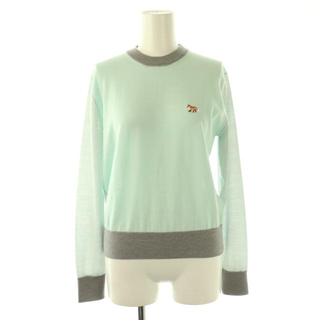 【中古】メゾンキツネ BABY FOX PATCH COLOR BLOCK JUMPERP ニット セーター 長袖 薄手 XS MW00808KT1036