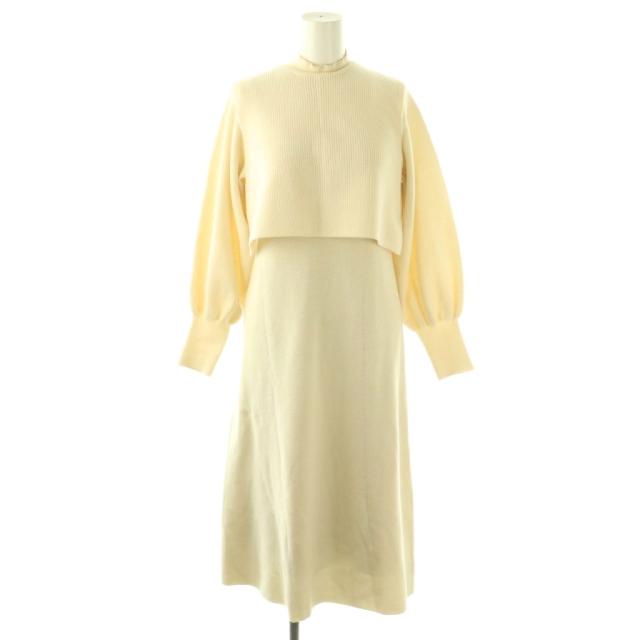 【中古】アナイ ANAYI メリノウールアンサンブルニット 衣装 長袖 ロング 限りない ティーシャツ 36 象牙色