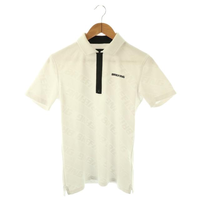 【中古】ブリーフィング BRIEFING SH MENS BIAS LOGO HALF ZIP SHIRT ポロシャツ 半袖 S 白 /NR ■OS メンズ