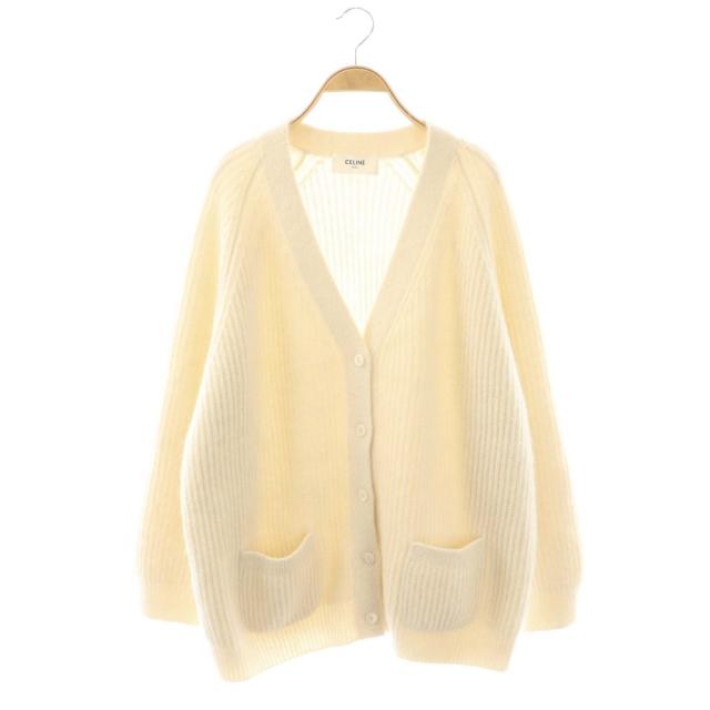 【中古】セリーヌ CELINE by Hedi Slimane 2A16O377N モヘヤシルクカーディガン ニット 長袖 L アイボリー /NR ■OS レディース