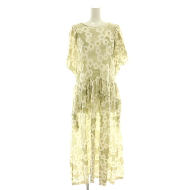 【中古】ミナペルホネン mina perhonen flower dance ワンピース シルク混 38 ベージュ マルチカラー /CX ■OS