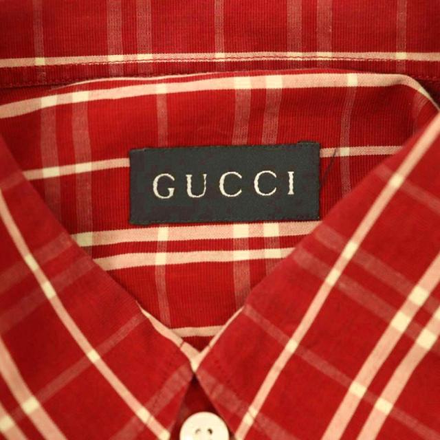 【中古】グッチ GUCCI チェック ボタンダウン 長袖シャツ 42/16 赤 /CX ■OS メンズ_4