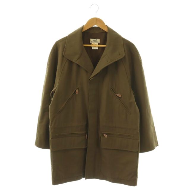 【中古】エルメス HERMES ナイロン中綿コート 総裏地 48 カーキ /DO ■OS ■AD メンズ