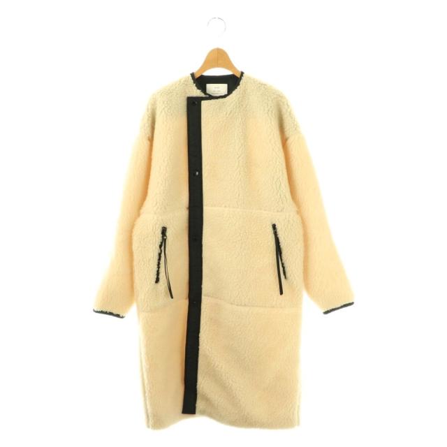 【中古】ハイク HYKE SHEARLING COAT ボアコート ノーカラーコート アウター S アイボリー 17175 レディース