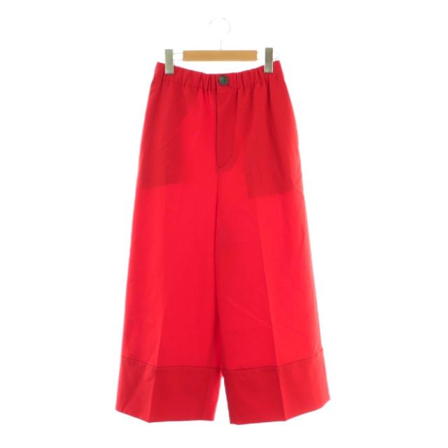 【中古】エンフォルド ENFOLD 24AW CROPPED WIDE-TROUSERS パンツ ワイド イージー 36 レッド /HK ■OS レディース