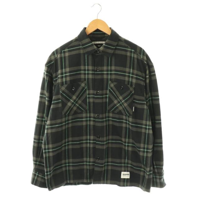 【中古】ネイバーフッド NEIGHBORHOOD 242BENH-SHM01チェック柄シャツ 長袖 M ブラック グレー /HK ■OS ■SH メンズ