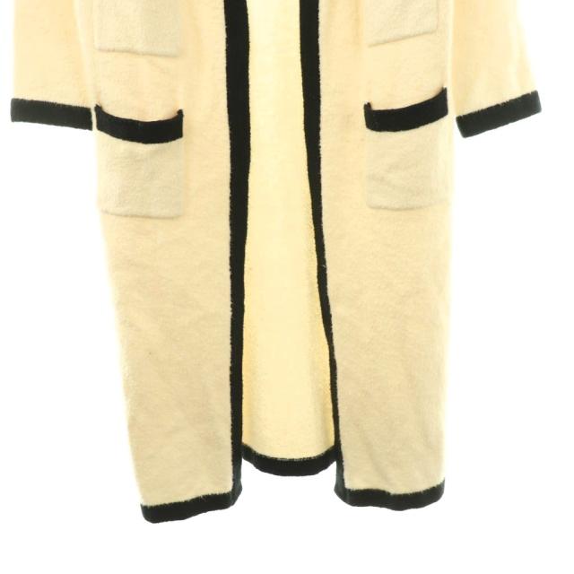 【中古】ミューズ ドゥーズィエム クラス バイカラーロングカーディガン ニット 長袖 オフホワイト 黒_3