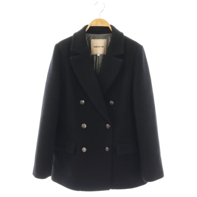 【中古】アプワイザーリッシェ Apuweiser-riche 25AW Wボタンジャコット ダブルコート 2 ブラック /ES ■OS