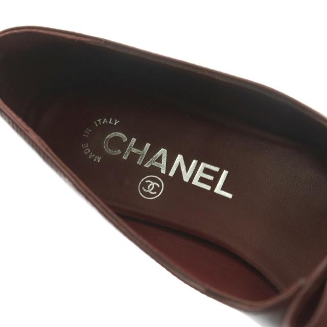 【中古】シャネル CHANEL 25AW Mary Janes メリージェーン リボンフラットシューズ パンプス ココマ−ク 36.5_6