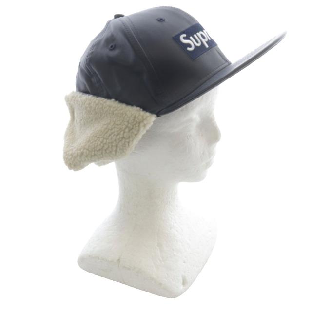 【中古】未使用品 シュプリーム ニューエラ 59FIFTYEarflap Box Logo 帽子 レザーキャップ 7 5/8 紺 /SR メンズ_3