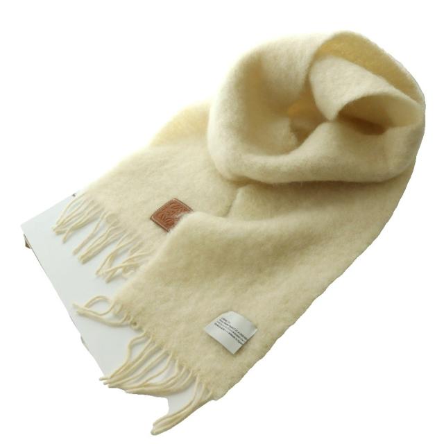 【中古】ロエベ LOEWE アナグラム モヘヤマフラー ストール アイボリー /SS ■OS ■OH レディース