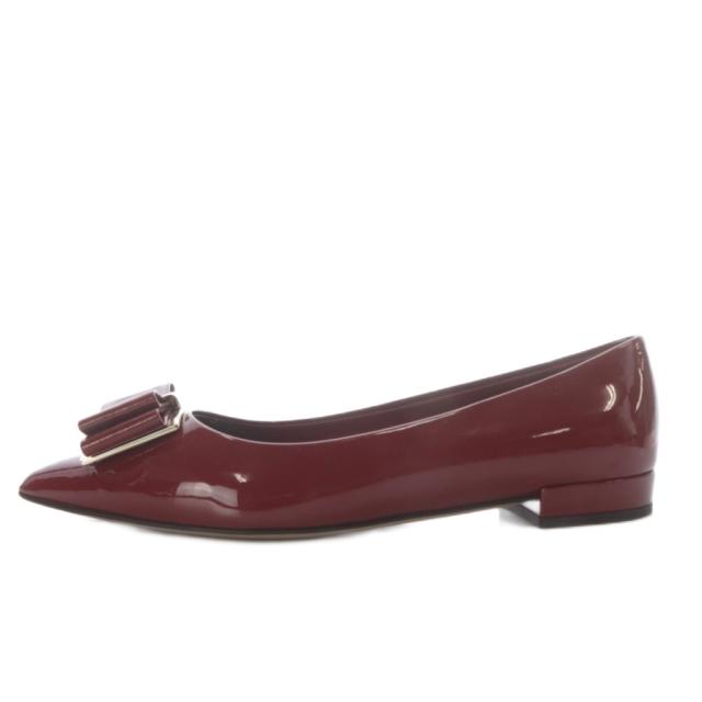 【中古】サルヴァトーレフェラガモ Salvatore Ferragamo ZERI パンプス ローヒール ポインテッドトゥ 6.5D レッド
