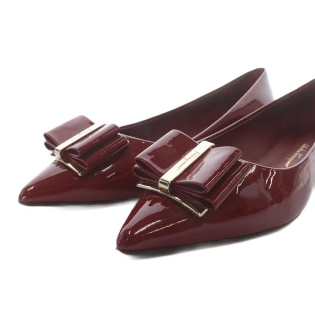 【中古】サルヴァトーレフェラガモ Salvatore Ferragamo ZERI パンプス ローヒール ポインテッドトゥ 6.5D レッド