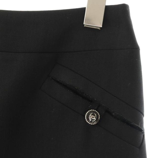 【中古】シャネル CHANEL ロゴボタンスカート 膝丈 台形 ウール 34 黒 /NR ■OS レディース_2
