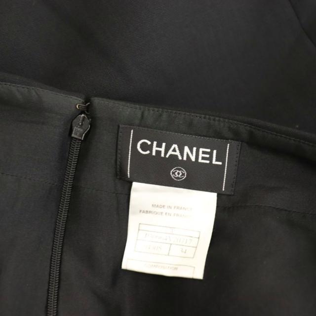 【中古】シャネル CHANEL ロゴボタンスカート 膝丈 台形 ウール 34 黒 /NR ■OS レディース_4
