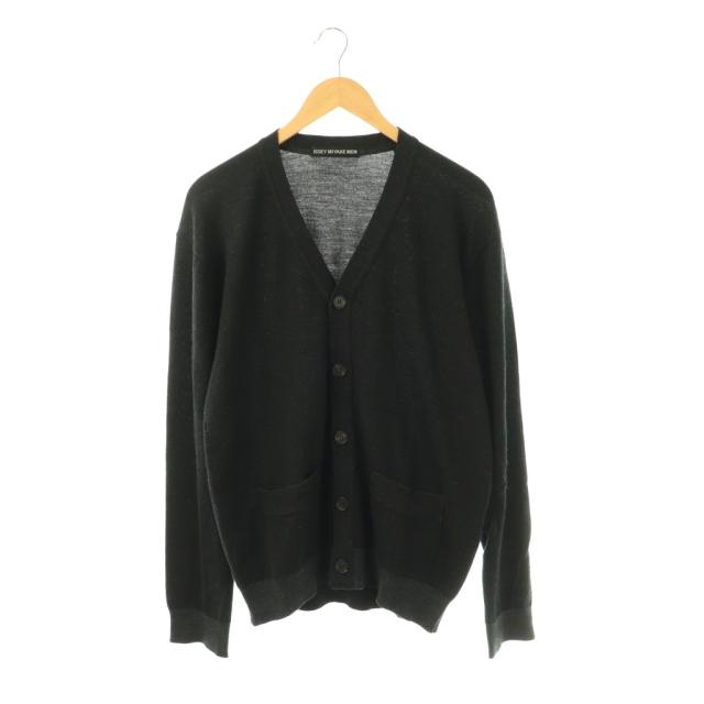 【中古】イッセイミヤケメン ISSEY MIYAKE MEN ウール 切り替えデザイン Vネックカーディガン ニット 4 ブラック