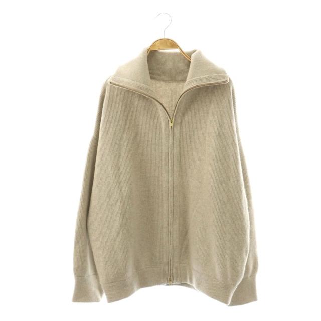 【中古】ミューズ ドゥーズィエム クラス OLBIA ロングジップブルゾン ニット シルク混 カシミヤ混 ベージュ /DO