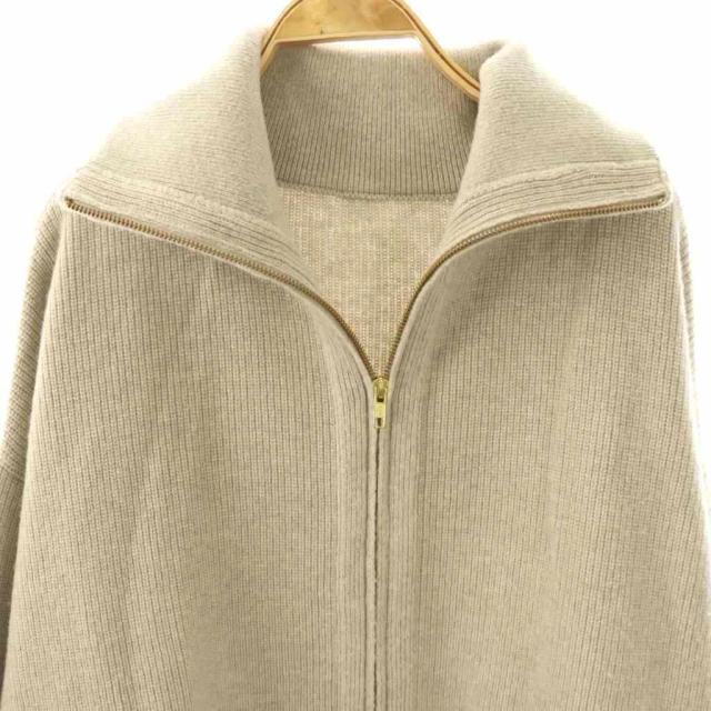 【中古】ミューズ ドゥーズィエム クラス OLBIA ロングジップブルゾン ニット シルク混 カシミヤ混 ベージュ /DO