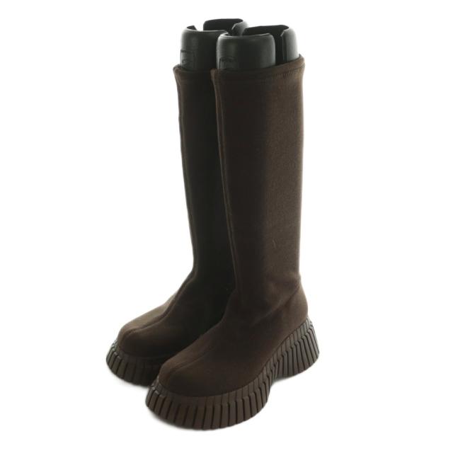 【中古】カンペール CAMPER BCN ロングブーツ ニット 厚底 36 23.0cm 茶 K400689-007 /MI ■OS レディース