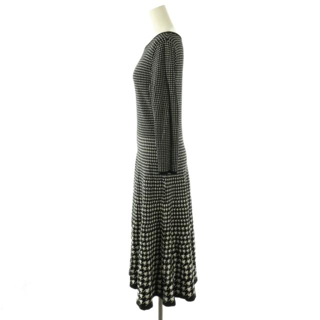 【中古】アナイ ANAYI 千鳥ジャガードニットワンピース ロング 38 ブラック ホワイト /DF ■OS レディース