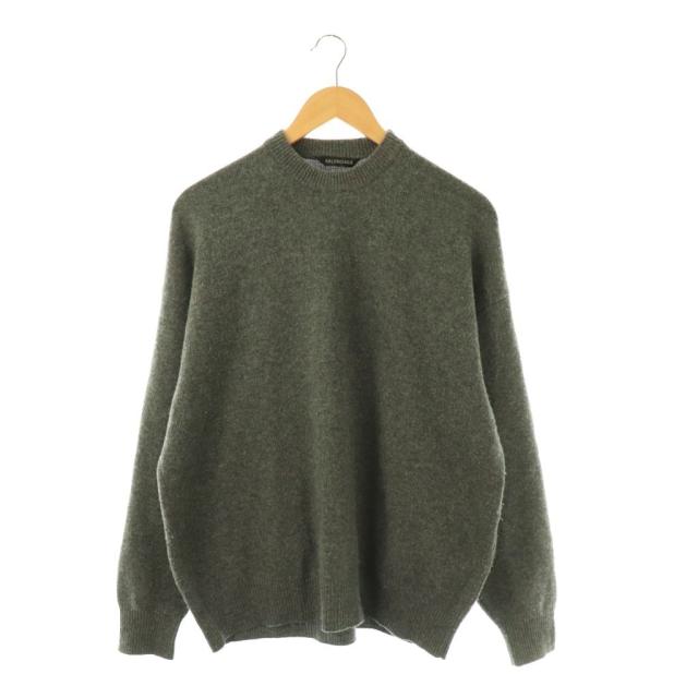 【中古】バレンシアガ BALENCIAGA 721463 バック刺繍 カシミヤクルーネックニット セーター XS チャコールグレー