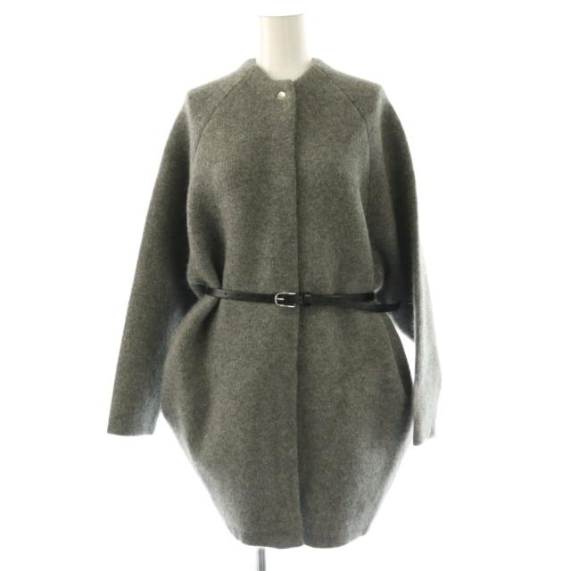 【中古】ファ粉砕機 FMiBL raccoon mix coat厚地の外套 否色合い 編み物 F 薄墨色 /HK ■os レディース
