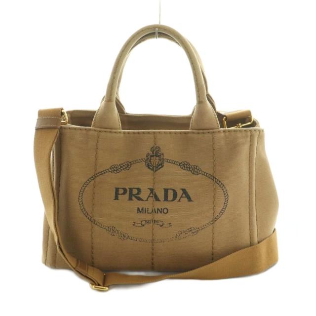 【中古】プラダ PRADA カナパ 2WAY トートバッグ ショルダーバッグ キャンバス 茶 1BG439 /MI ■OS レディース