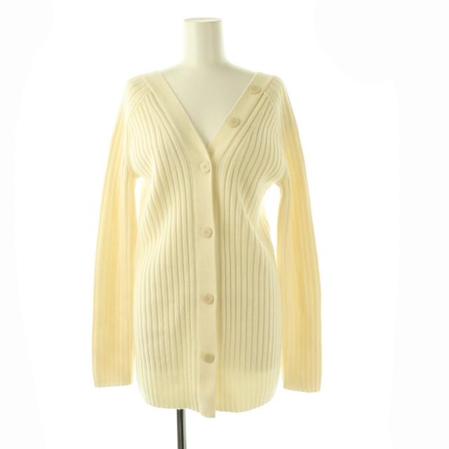 【中古】未使用品 セオリー 25AW MORTON WOOL LS OPN BACK CRDI カーディガン ニット 長袖 ウール S アイボリー