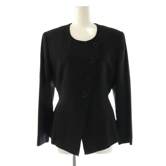 【中古】クリスチャンディオール Christian Dior プリーツスカート ジャケット セットアップ 上下 7 黒 ブラック
