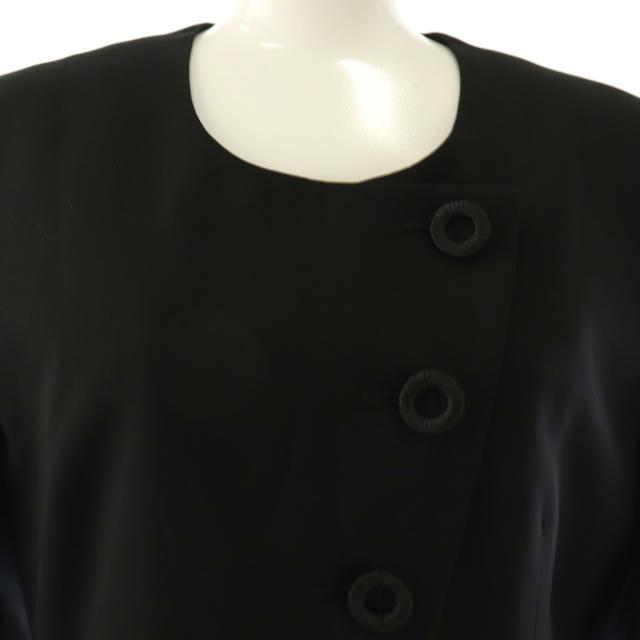 【中古】クリスチャンディオール Christian Dior プリーツスカート ジャケット セットアップ 上下 7 黒 ブラック