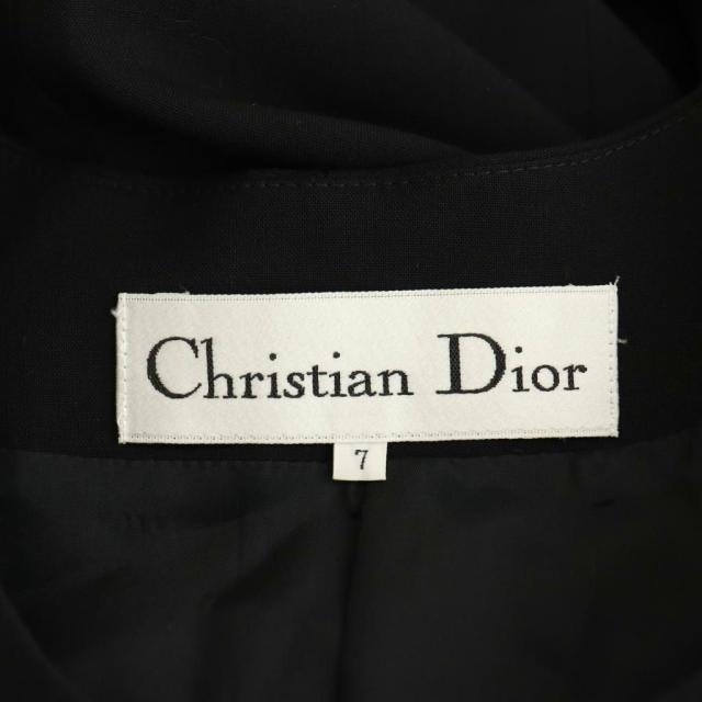 【中古】クリスチャンディオール Christian Dior プリーツスカート ジャケット セットアップ 上下 7 黒 ブラック