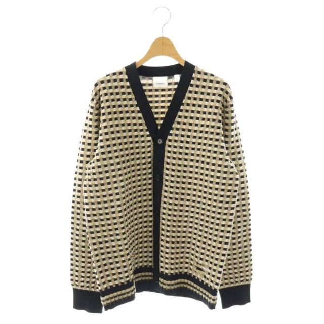 【中古】バーバリー BURBERRY 23SS カーディガン Vネック XS 黒 ブラック ベージュ 8072509 /AQ ■OS メンズ