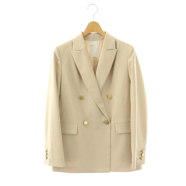 【中古】ノーブル NOBLE 25AW エステルツイルピークドラペルジャケット ベージュ /AQ ■OS レディース