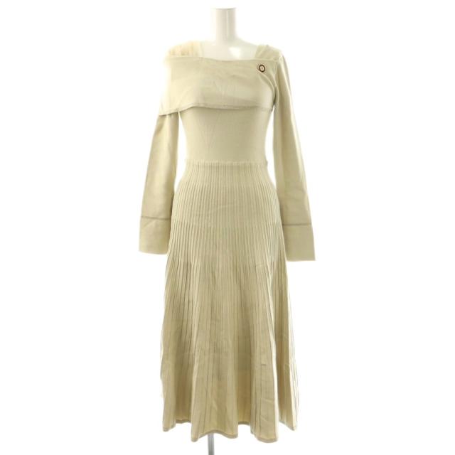 【中古】ハーリップトゥ Her lip to 24AW La Lueur Knit Dress 衣装 編み物 ラメ ロング M ベージュ /ES ■os