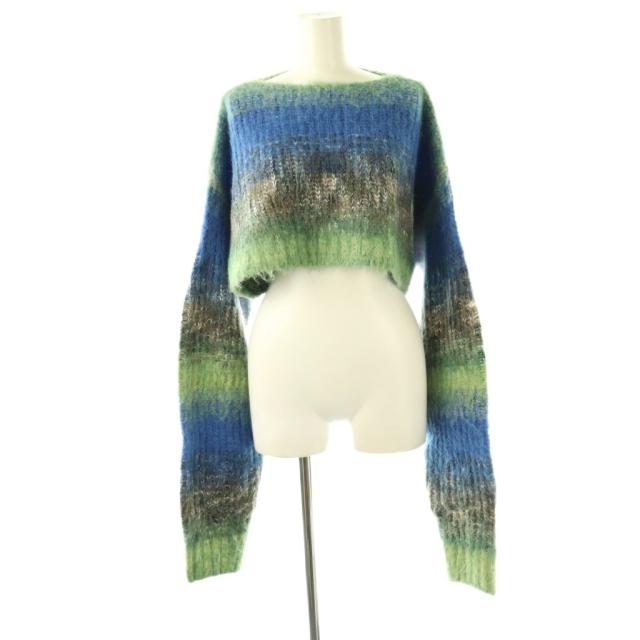 【中古】パーバーズ PERVERZE 0123030511 Gradient Stripe Top and Scarf ニット セーター 長袖 F ブルー グリーン