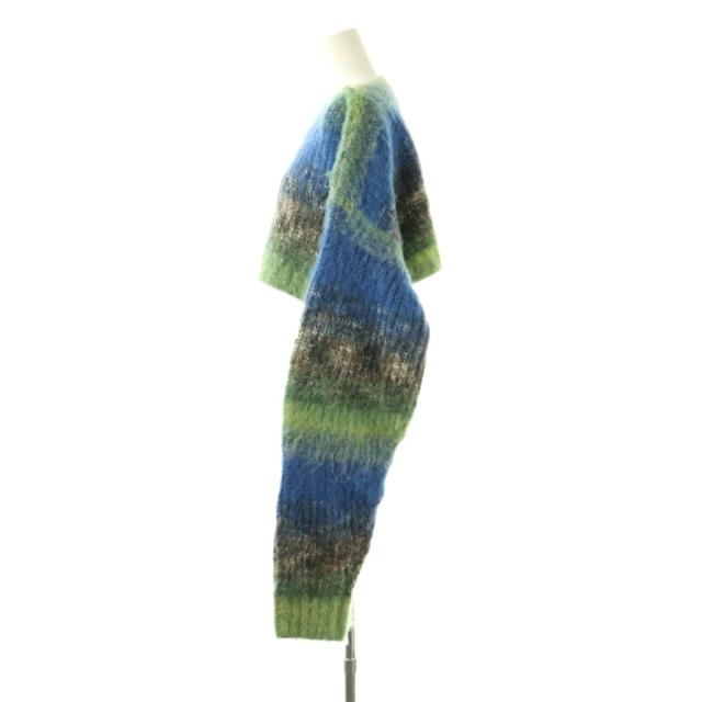 【中古】パーバーズ PERVERZE 0123030511 Gradient Stripe Top and Scarf ニット セーター 長袖 F ブルー グリーン_2